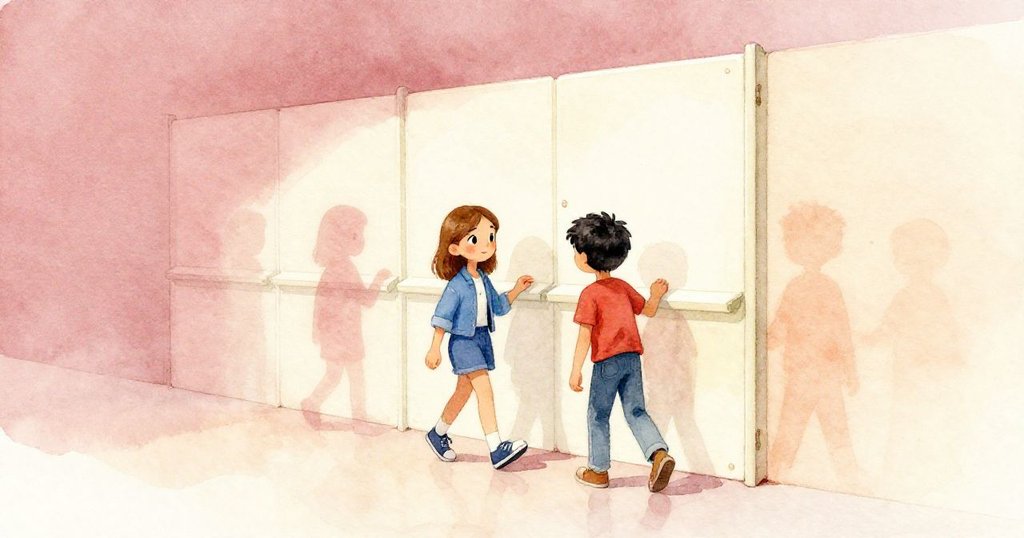 格蕾塔與肯悄然離開，硬幣靜留控制板上，燈光中兩人剪影漸隱，彷彿留有難解的秘密與溫柔回憶