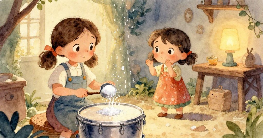 Kira專注於銀鼓邊的細節，糖晶逐漸結塊並微微焦糖化，背景隱現著復古紙錐與銅鑰匙環，呈現精緻工藝感。