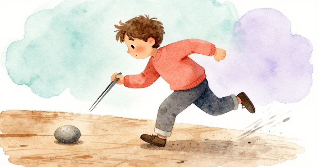 快動間，Rafe急伸手追捉滾落桌邊的小石子，表情驚訝緊張，室內氣氛節奏生動。