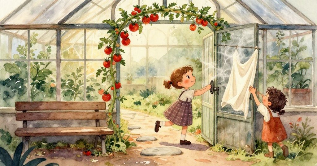 Lina的手輕輕提起一個玫瑰色螺旋內部的海螺,背景有剪枝剪刀,在柔和光影中展現奇妙發現。