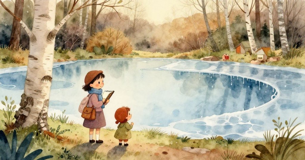 皮亞伸手拿起斷鉛筆，近距離查看草圖上神秘粉筆痕，情感專注，細節豐富，故事情節進入關鍵時刻。