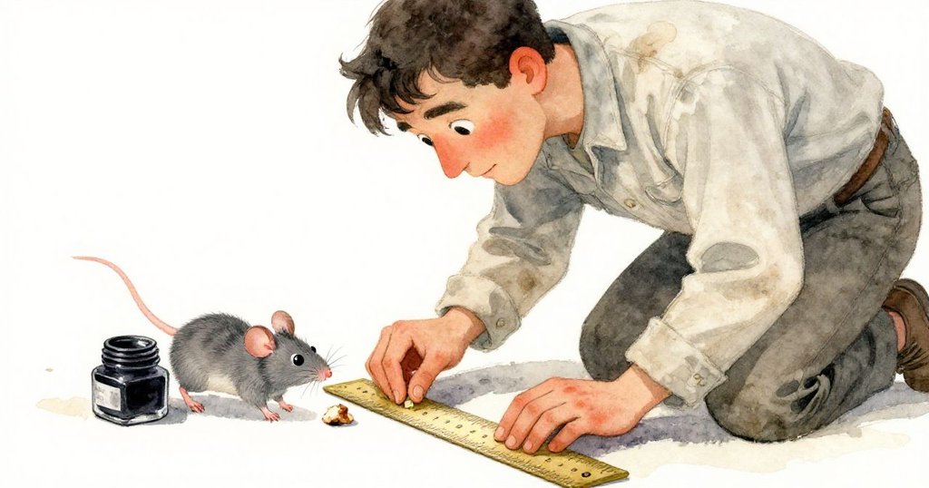 最終,Hugo謹慎地將溫暖餅屑放於墨罐旁,並用黃銅尺隔開,老鼠輕巧上前取用,寓意溫柔調和。