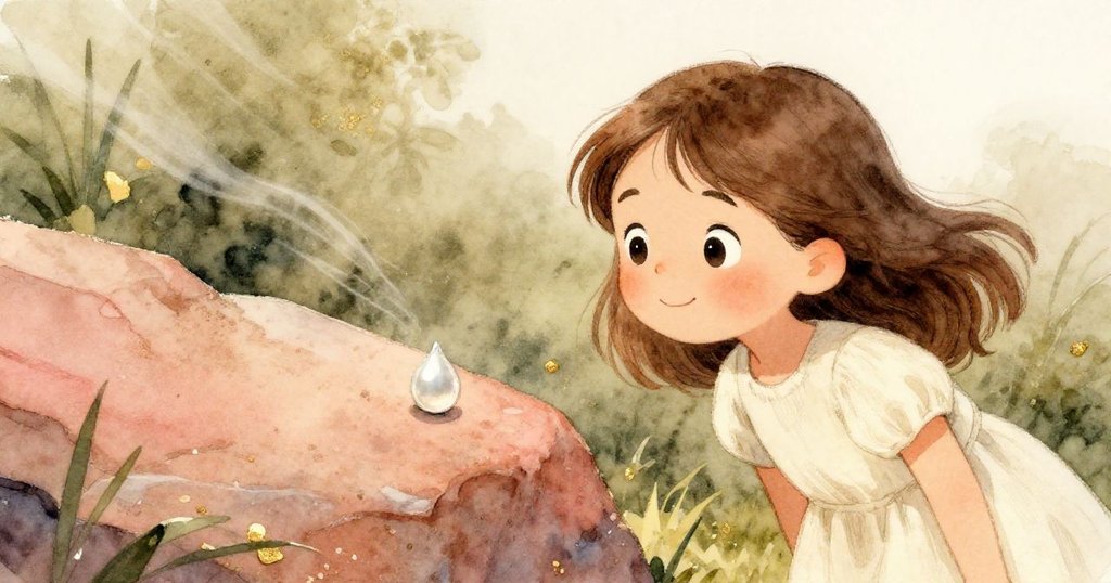 珍珠注視著隨風而移的水滴在塵埃中緩緩游走,石面上光影交錯,顯露自然與歷史的靜謐共鳴。