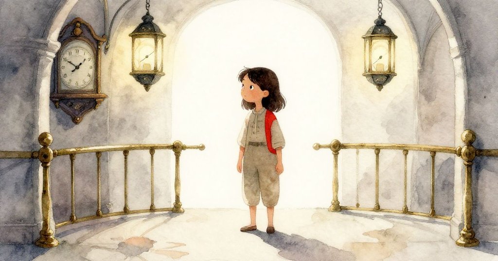 Pia 站在燈籠房內,微光映射下清晰剪影,展開冒險初步探索,她的眼神充滿堅定與期待。