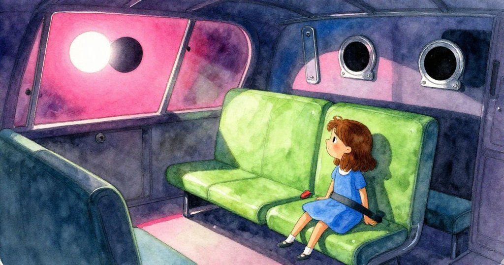 塔拉坐在船上注視空座皮帶，室內光影交錯，充滿戲劇氣氛，故事開端展現期待感