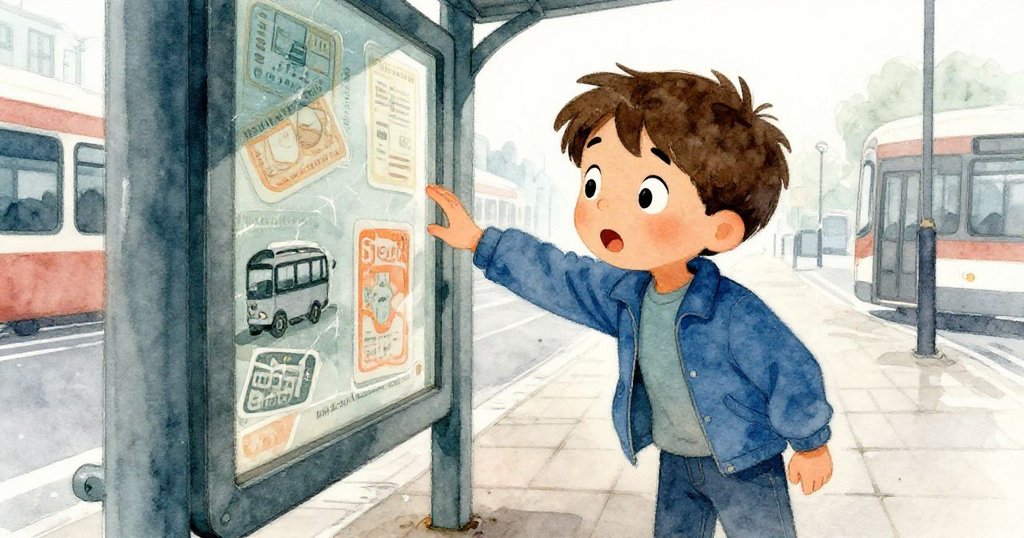 瑞德伸手撿起從長椅下滑出的破舊相框與巴士卡，臉上流露出驚喜與關懷，背景為濕潤的月台。