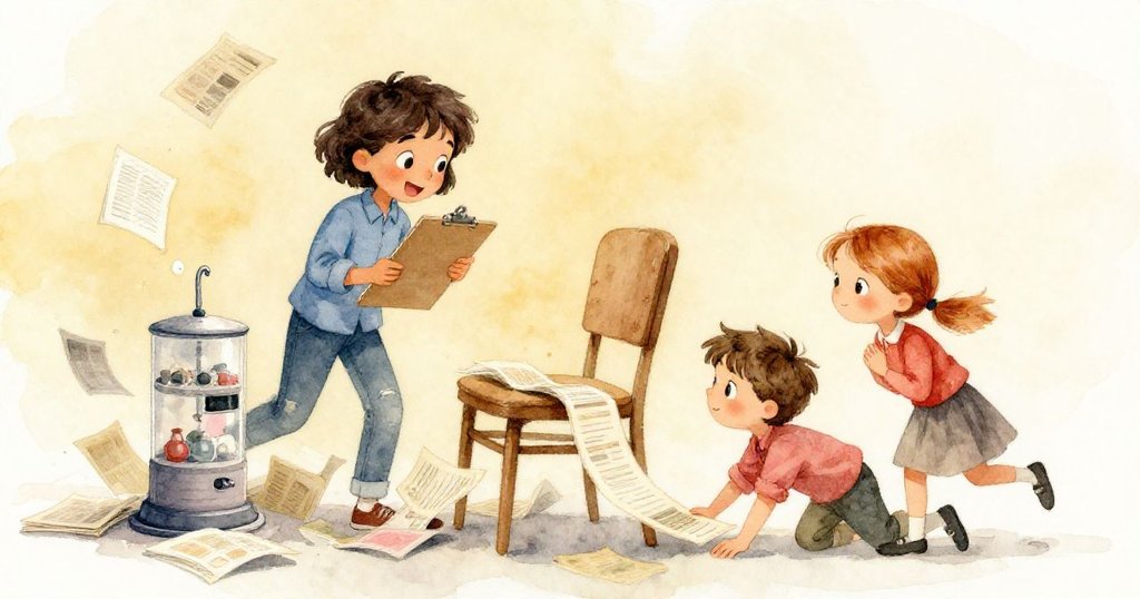 碧雅拿著剪貼板,海斯滑動剪貼板緩衝,背景中雜誌紛飛,候診室中呈現溫馨動感情境。