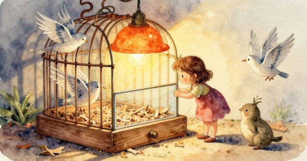 Mae在寬闊的寵物店內背景中，木盒與供應架呈現溫暖光線，兔子悠閒伸展，氛圍溫馨又明亮。