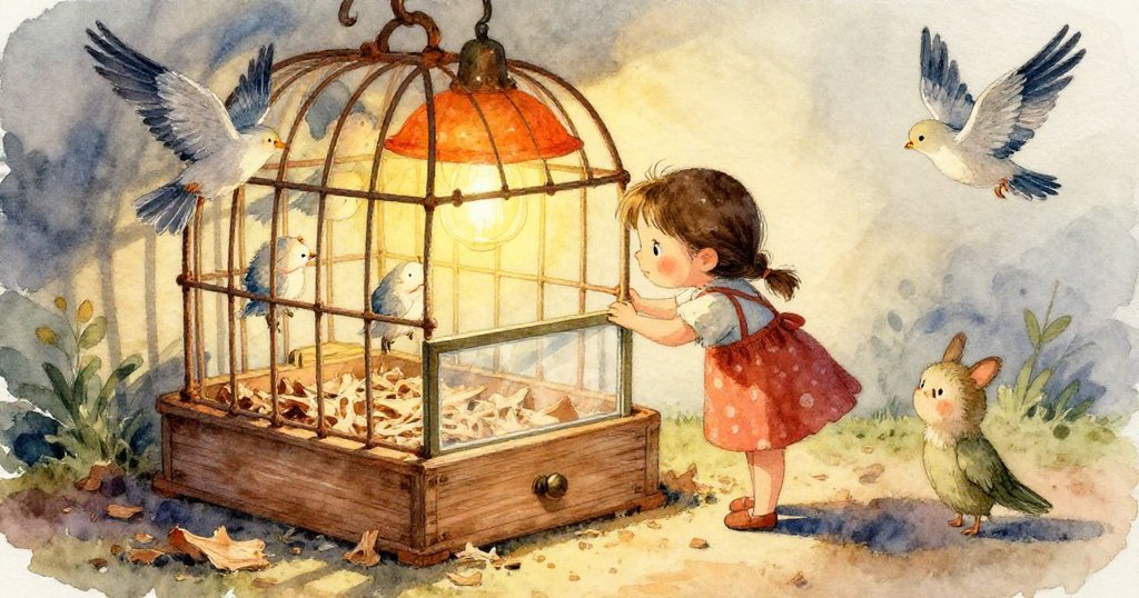 Mae穿著棉質手套巧用紙板隧道輕撥鋪滿木屑之區，同時計時器顯示剩餘三分鐘，小倦鼠靜靜蜷睡。