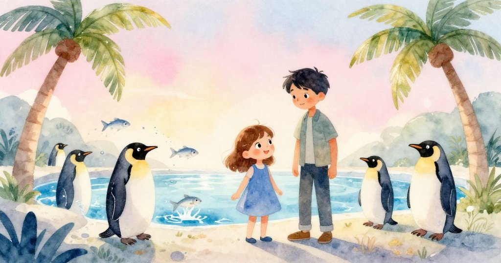 Maeve與Ian在鵝企池邊凝視落日，水花飛濺中銀色小魚隱約閃現，場景充滿神秘且遺留餘韻。