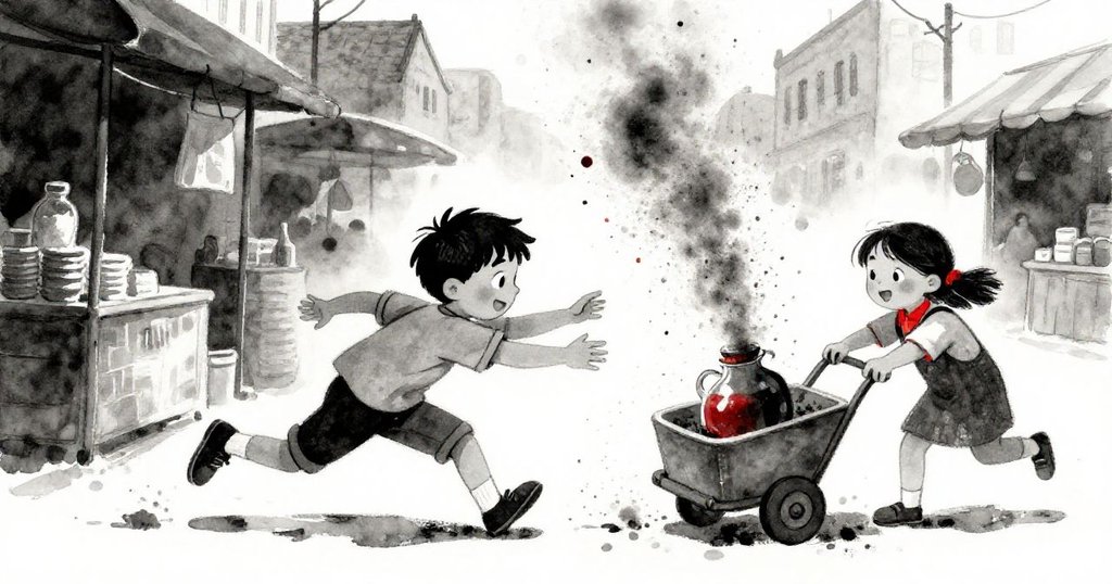 突然胡椒粉爆發充斥小巷，Oscar 奮力衝向晃動醋瓶，Opal 穩定推車，氣氛緊張動感十足。