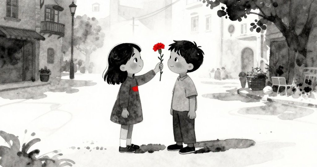 Opal 將一朵紅康乃馨輕夾於Oscar耳後，兩人漫步在陽光廣場，臉上帶著平和喜悅，結局溫馨。