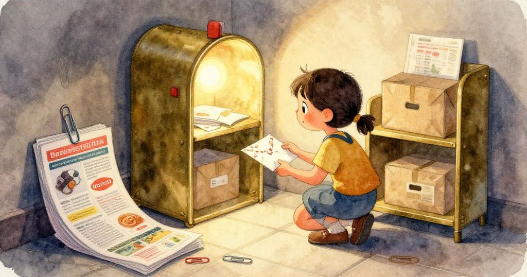 Kai 的特寫眼睛充滿決心,背景呈現模糊雨景與信箱角落,展現專注與期待的情感。