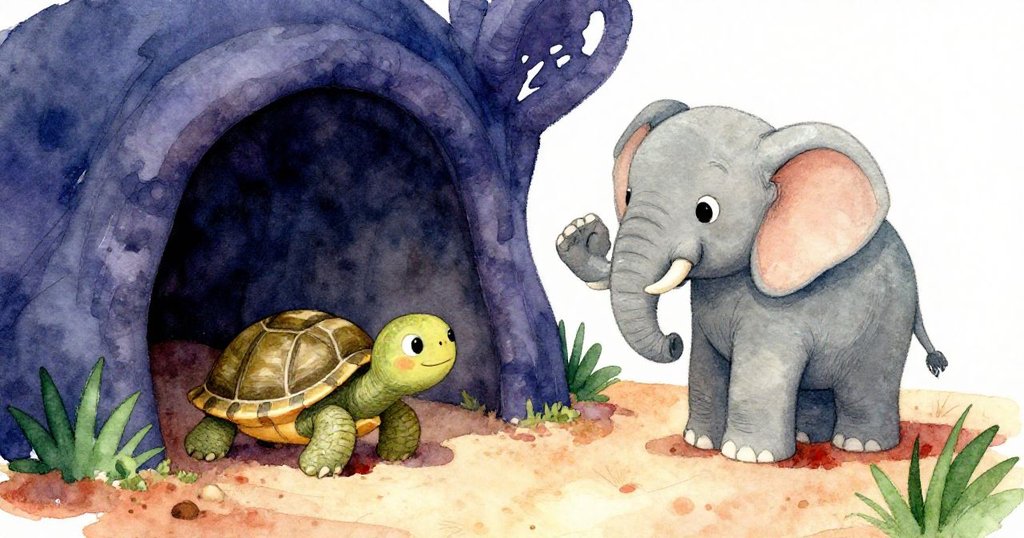 小龜Tully立起後慢爬向樹蔭避暑,象仔Ellie搖動象鼻溫柔告別,畫面充滿結局感與愉悅離別情懷。