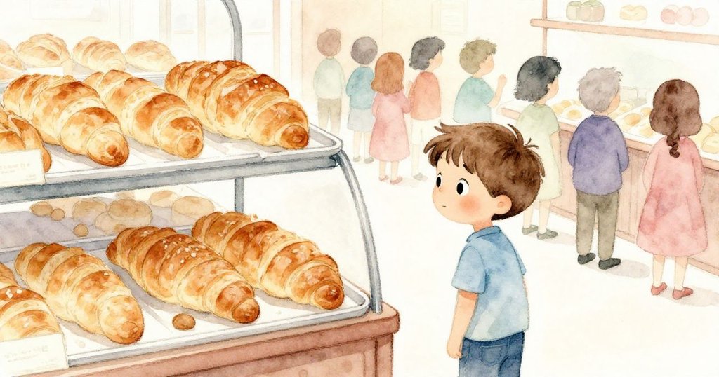 Jude從肩後觀看熱鬧隊伍，金黃小卷在托盤上閃耀，他神情沉思，策劃接下來的行動。