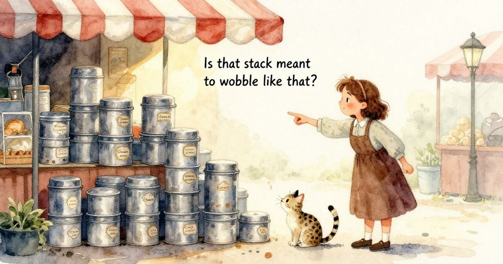 一個自由滾動的銀罐在秤邊優雅迴圈，陽光穿透細節，彷彿懸念未解故事餘韻悠長。