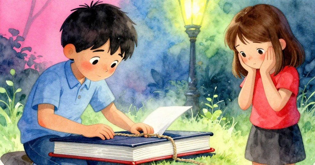 Cal 輕合厚重書輯並繫上麻繩,與 Lena 眼神交流告別,溫柔燈光中塵埃輕舞,象徵任務圓滿結束。