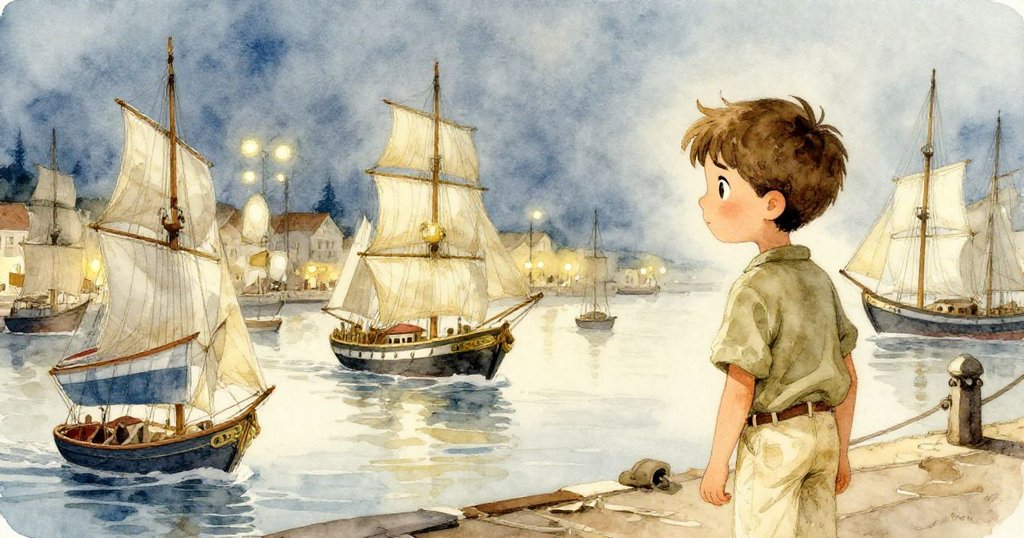 Cole驚慌轉動後靜觀迷你海港運作,模型船緩緩滑行,現場透露著未完待續的奇幻與溫暖情懷。