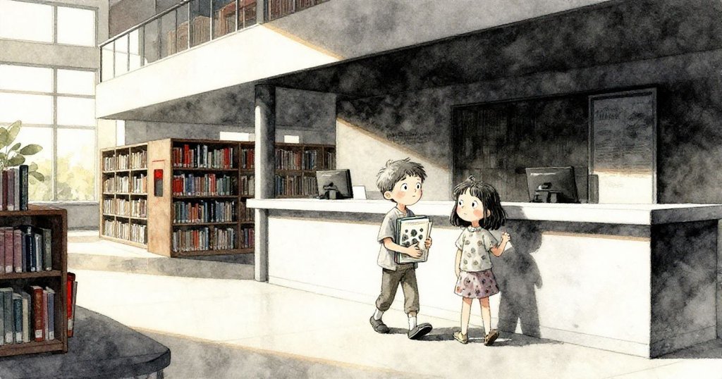 Golden燈光下，Finn與Ruby攜帶加蓋藝術冊走向櫃台，臉上滿是釋然與成就，場景溫馨而平靜。