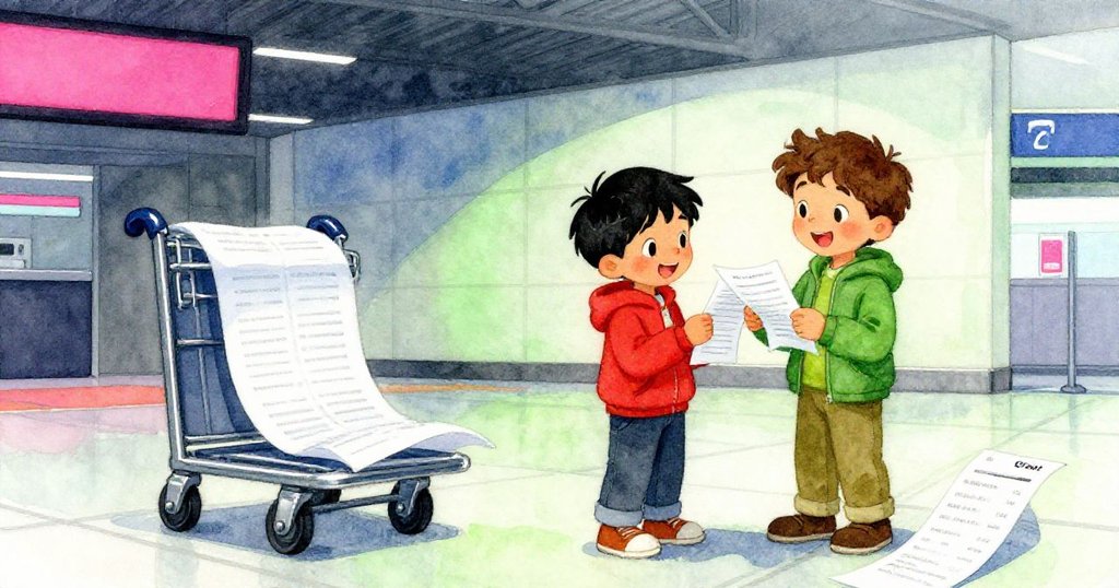 Wren與Grant在終端內收拾筆記離去，背景回收車上飄動書頁與滑落收據暗示故事將續展，場景平和中藏著未完情節。
