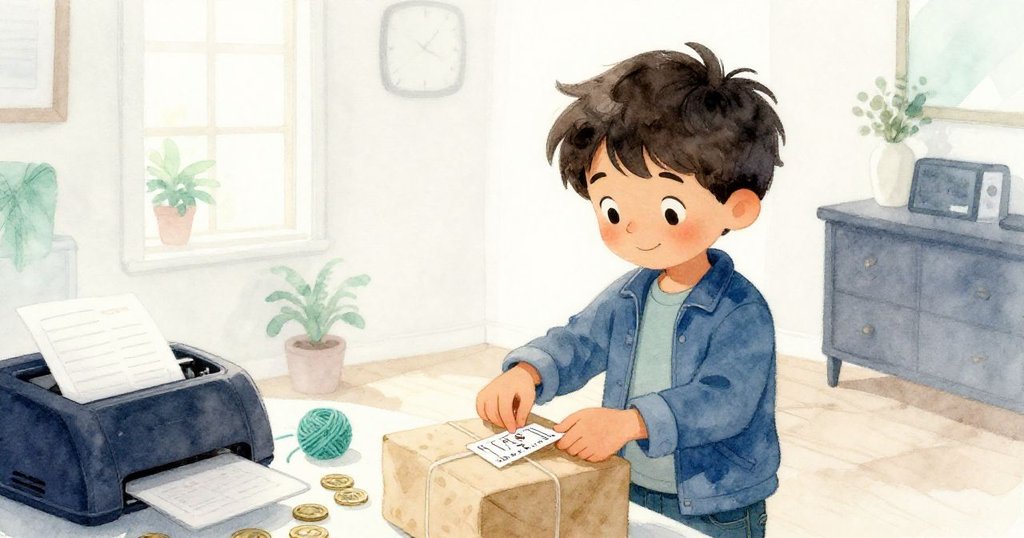 布雷克將硬幣投進打印機,貼上標籤於香料染毛線包裹上,滿面安寧笑容朝門口走去,結束混亂日常,氣氛寧靜。