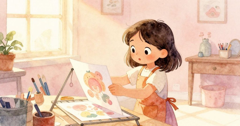 Sara微笑著將印好的紙張輕放於晾架上,溫暖燈光映照整個工藝角,預告著創作之旅將續展新篇。