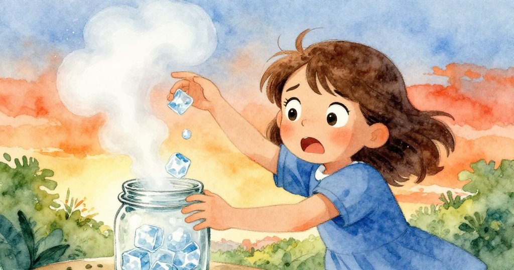 Maeve急忙加入最後一批冰塊,臉上流露出緊張決心,玻璃瓶中噴薄而出的白霧展現實驗高潮,動感十足。