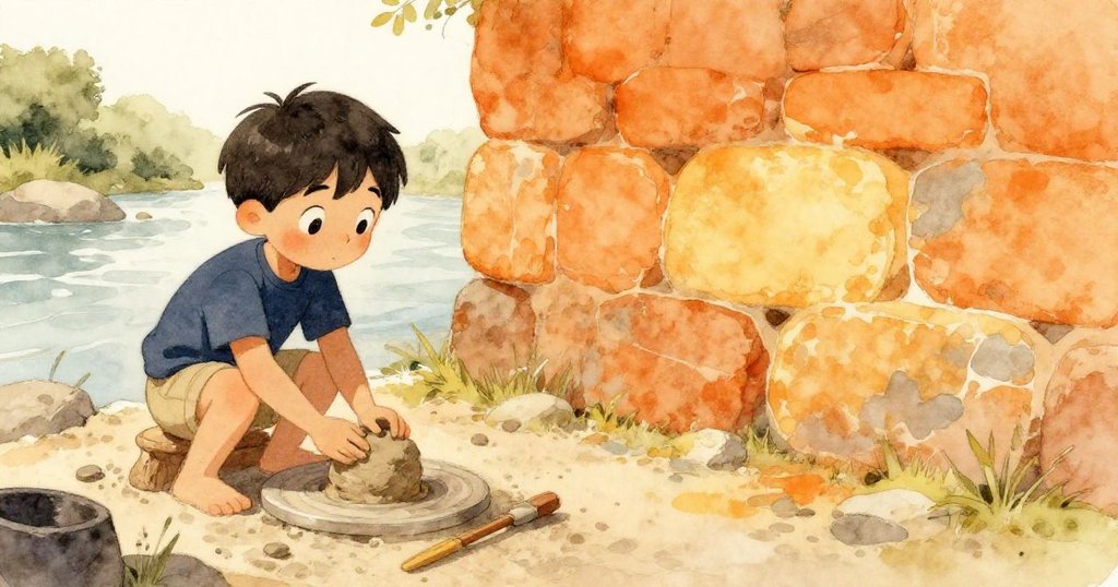 Reed 修補脆弱的黏土與頁岩時,心中交織著現實與夢想,表情中透露著疑慮與堅決,場景真實而充滿憧憬。