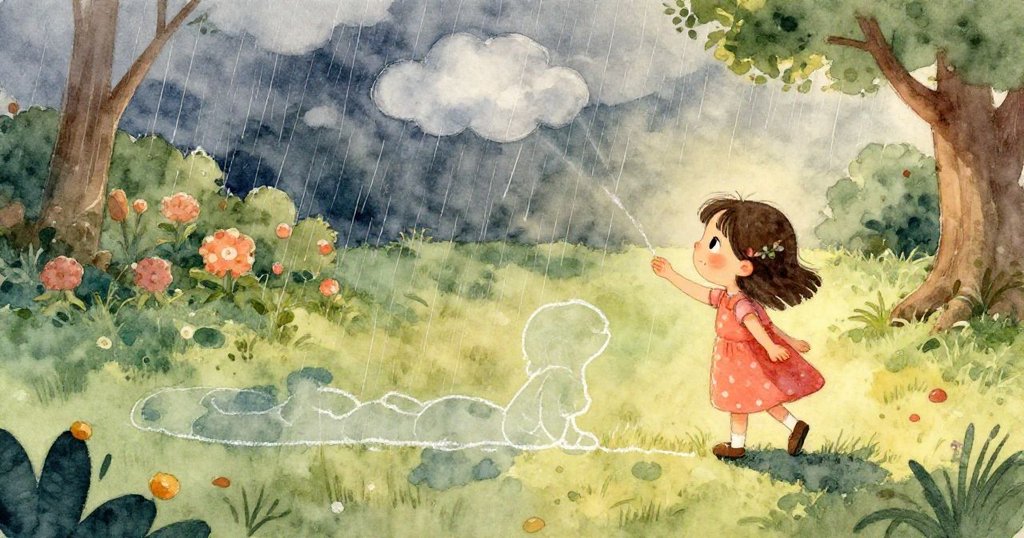 從背後看珮兒輕觸粉筆在木板上描繪流動線條，流露出溫柔且專注的創作情緒。