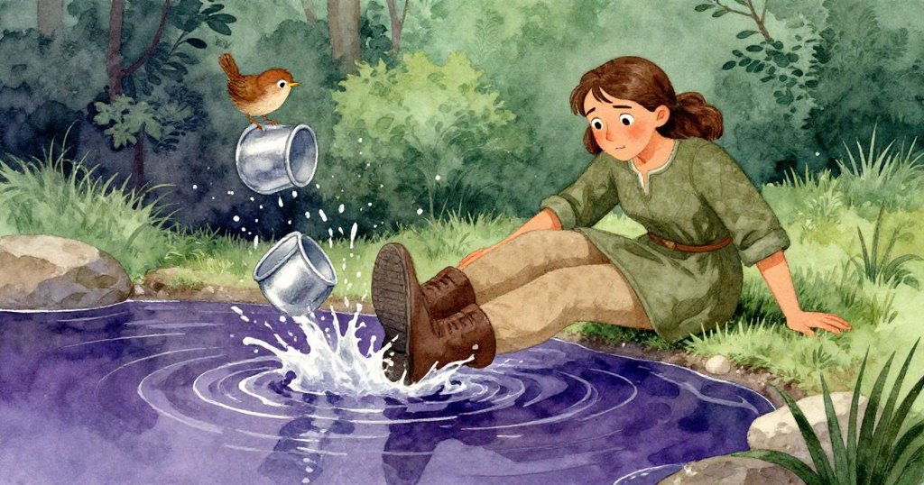 溫倫急忙滑動靴子穩住身形，杯子從露台邊緣落入潮池，瞬間局面充滿緊張與變化。