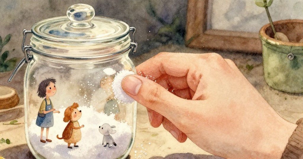 Cal正專注扭轉玻璃瓶蓋，瓶頸上殘留糖粒與淡味，光影映出精緻細節，眼中流露堅定。