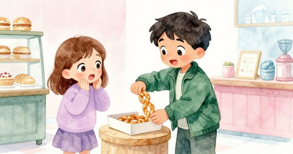 裘德巧妙地摺起夾克袖子固定點心盒，奧莉芙露出欣喜與鬆一口氣的表情，展示決斷時刻與聰明創意。