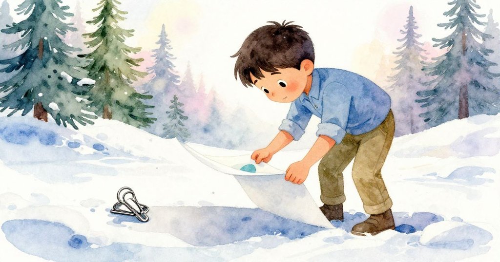 Joel從低角度俯身穩定下垂的水彩紙，臉上露出決心與專注，金屬夾滑落在木框旁，背景用柔和逆光襯托出質感。