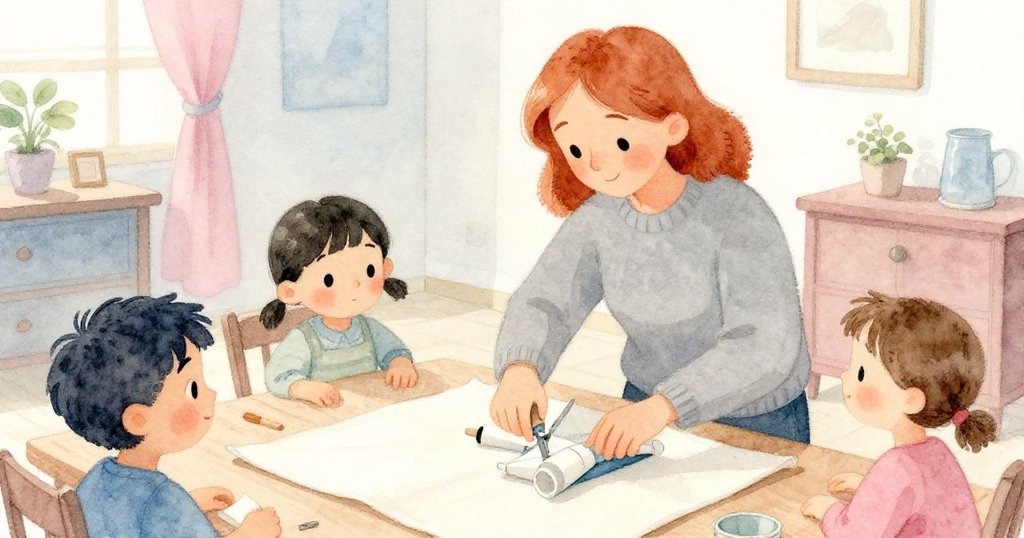 Opal在房間一角，用剪刀仔細修整管子，神情專注，環境充滿溫馨和條理感