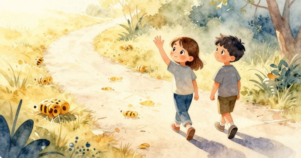 Sage 與 Blake 揮手告別現場，留下完美印記，背景有散落麥草與落日餘暉，神情溫馨。