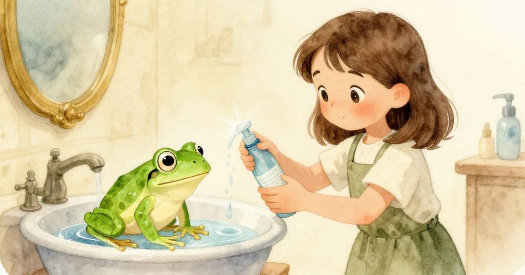 透過玻璃箱觀察青蛙彷彿在靜聽綠葉微顫,細膩濕潤的苔蘚伴隨柔光映照出空靈美感。