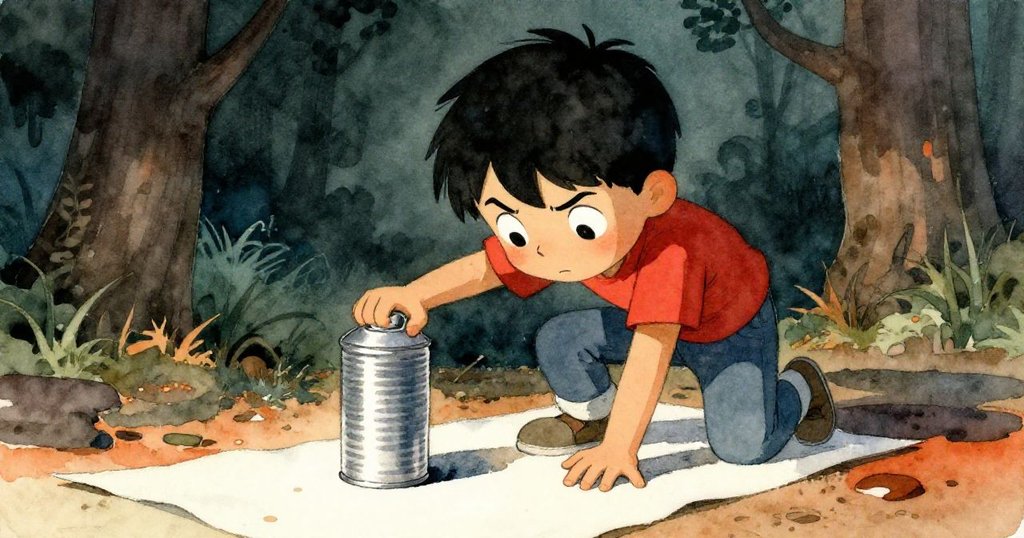 低角度視角下 Glen 正專注用印章壓印紙張,其堅定神情與背景金屬圓筒形成鮮明對比