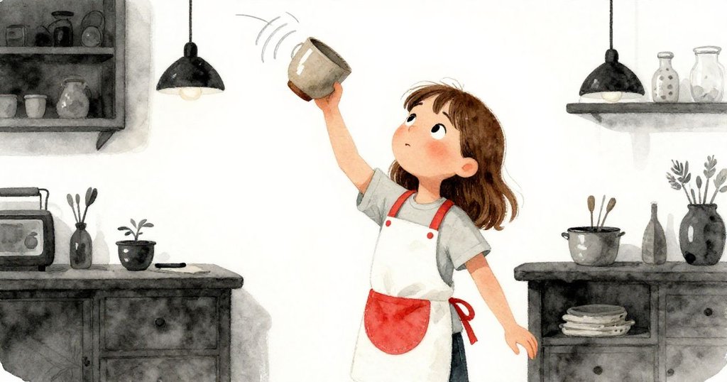 Hazel輕提杯子並用木棒輕敲，清脆聲音以動態軌跡展現，畫面充滿活力與魔幻氛圍，達到情節高潮