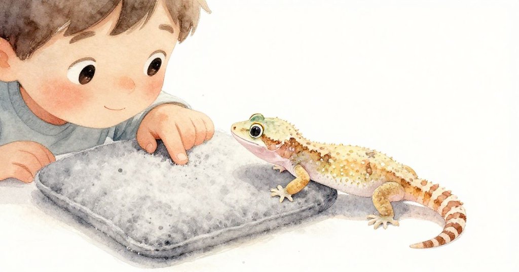 Jude小心摸過布墊上淡淡灰塵,一隻沙色壁虎迅速閃過,細膩場景充滿觸感與動感。