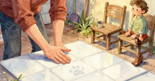 Foam Prints on the Cool Tile