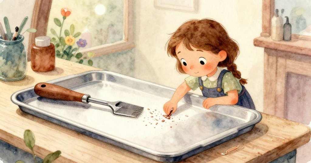 從微小生物視角看見Hazel穿著運動鞋走過溫暖木地板，銅屑隨步移動，展現質感與動感，視角新穎。