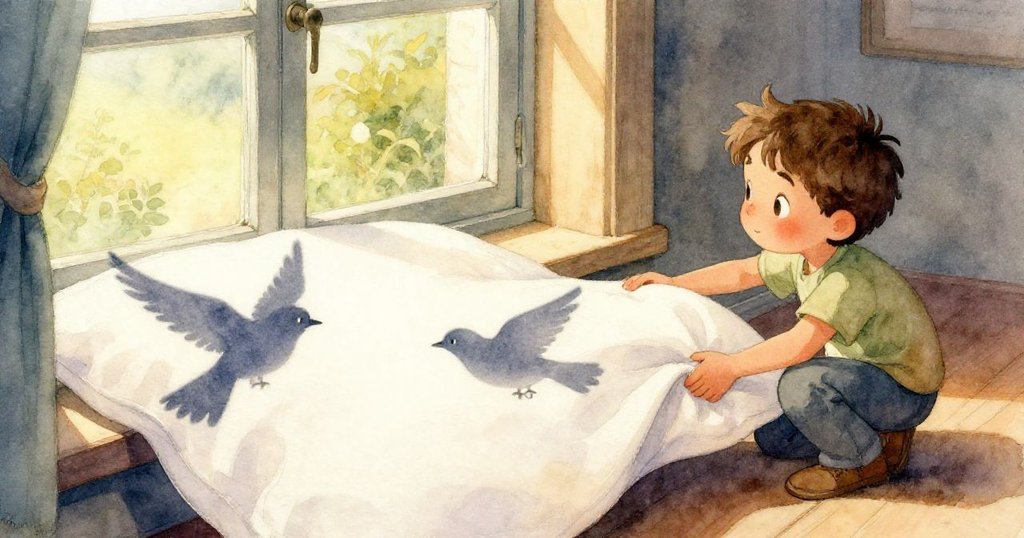 近景展示一把紙板湯匙,上貼香草小枝,鏡頭扭曲呈現廚具影子細節,充滿奇幻韻味與細膩質感。