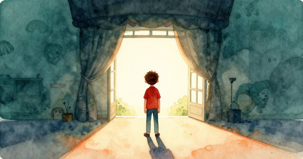 Dean面向光明遠方,站在精心佈置的影舞台前,表情滿足而期待,預示著新冒險的溫暖開始。