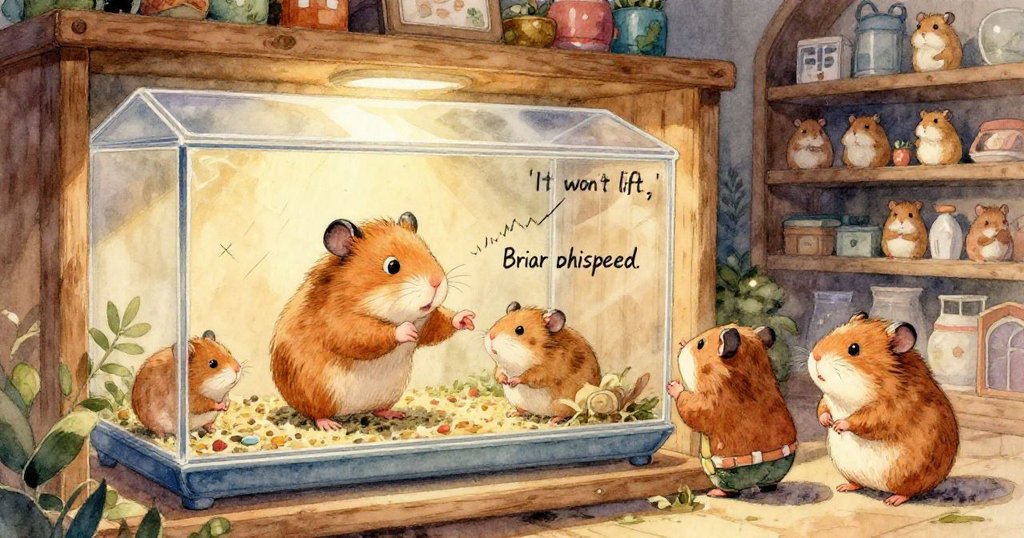 Briar的手緊握著有擦痕與灰塵的透明蓋板，細節豐富展示努力的觸感與堅持。