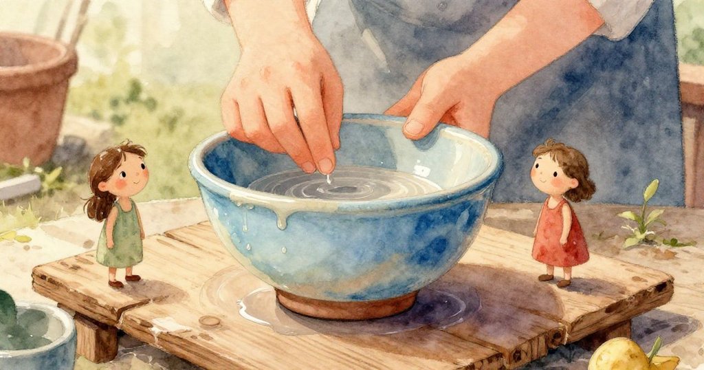 Vivian在戶外市場的石鋪路上小心行走，特寫展示她踏步的腳印及角落裡堅持的氣泡包裝捲，充滿細膩質感。