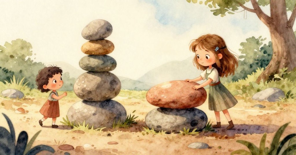 Blythe輕提濕潤石板，水滴從石下滑落入金屬桶中，細膩光影中展現自然質感。