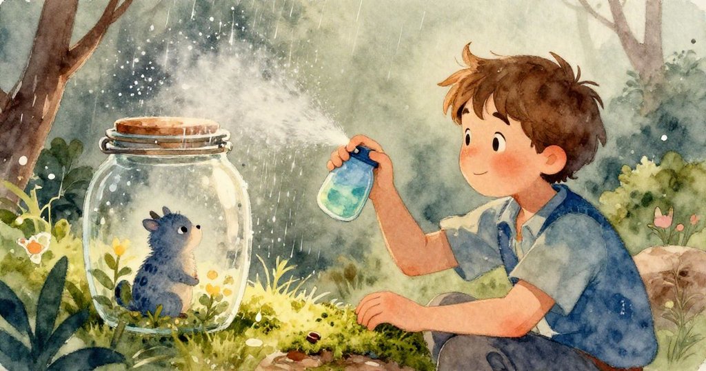 Reed專注操作手中竹籤調整罐內石子，手部動作精緻細膩，展示罐中碎石、木炭與土壤細節。