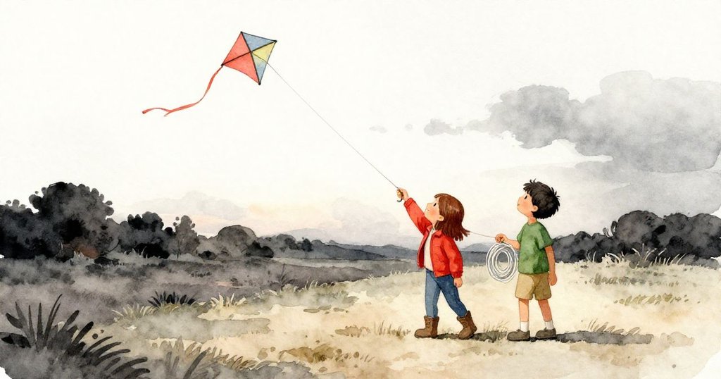 夕陽下，Tatum靠著線軸放鬆，Zane輕舉修好風箏線圈，二人在廣闊草地上顯得渺小，展現冒險結束。