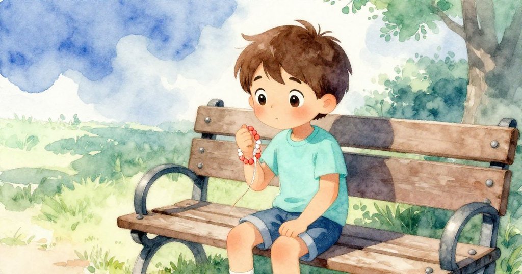 雲層掩映下，Quinn驚奇凝視手中交織的蠟線，光影嬗變映出微妙石質紋理，充滿自然奇趣。