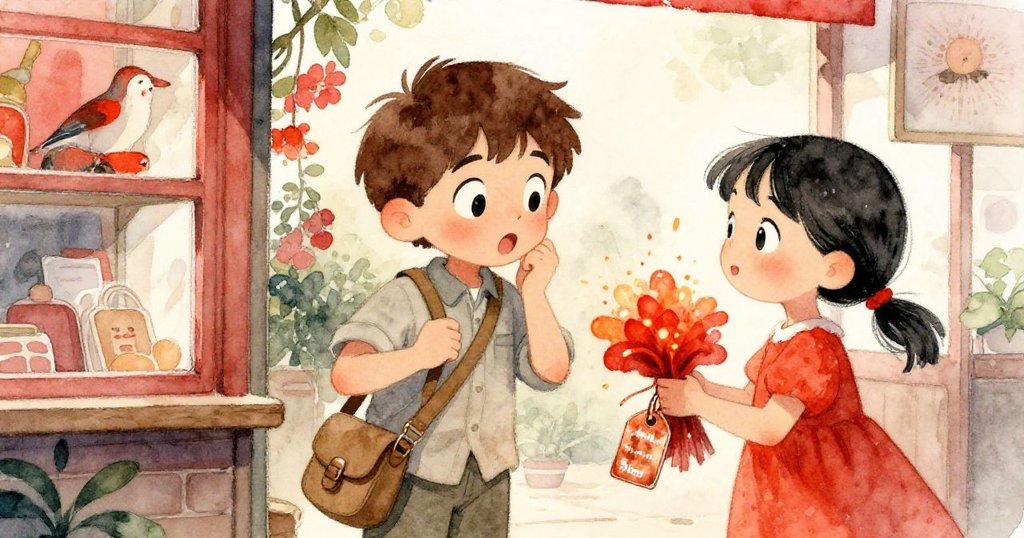 珮兒眼睛驚喜睜大,戴爾手持銅標包裹,二人在溫馨小店內互動,展現發現奇珍的感動。